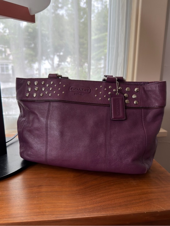 Coach Handbags - Coach Ashley Purple Leather Studded bag